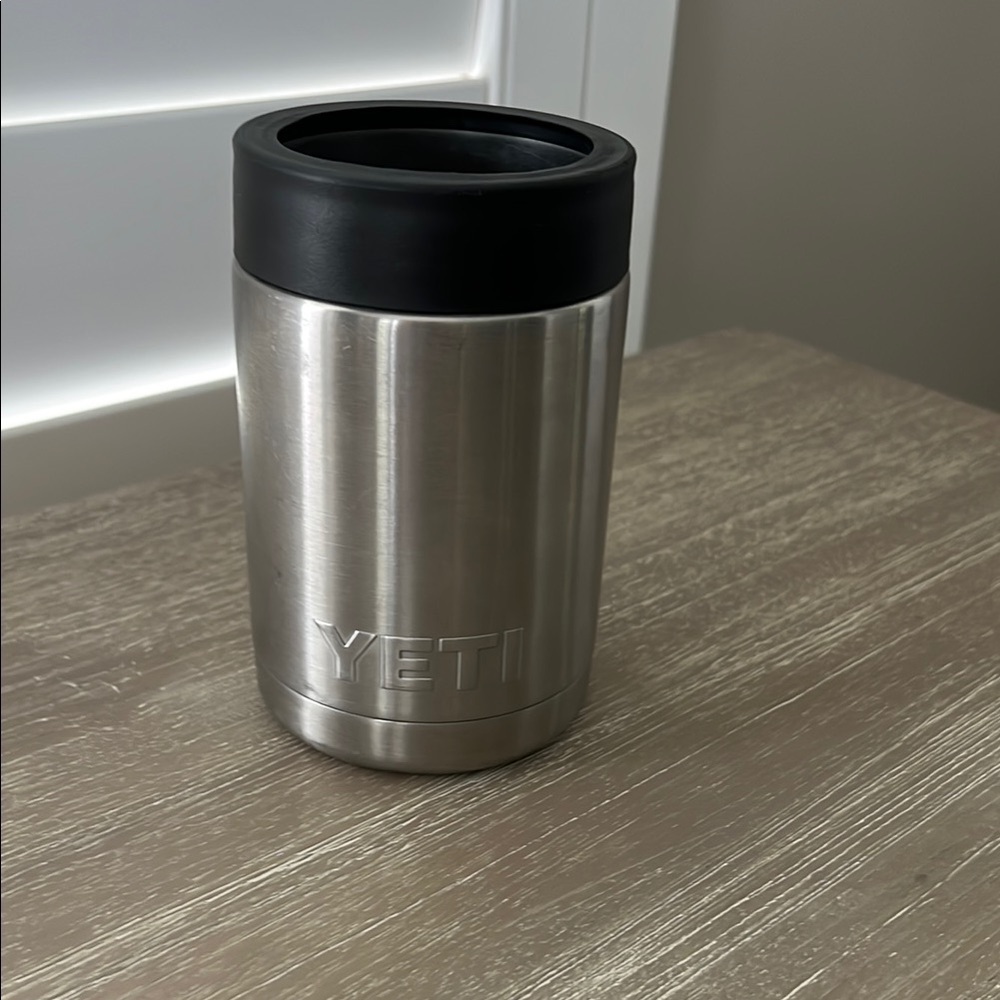 Yeti Silver Tumbler with Black Top